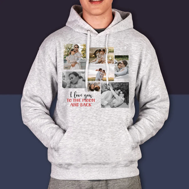 Collage Photo: To The Moon And Back - Sweat À Capuche Pour Hommes