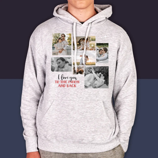 Collage Photo: To The Moon And Back - Sweat À Capuche Pour Hommes