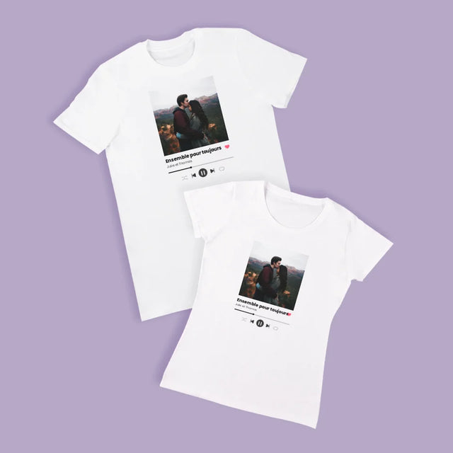 Photo Et Texte: Spotify Avec Ta Photo - T-Shirts Pour Couples