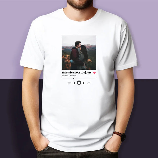 Photo Et Texte: Spotify Avec Ta Photo - T-Shirts Pour Couples