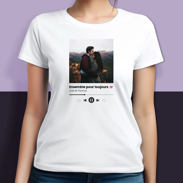 Photo Et Texte: Spotify Avec Ta Photo - T-Shirts Pour Couples