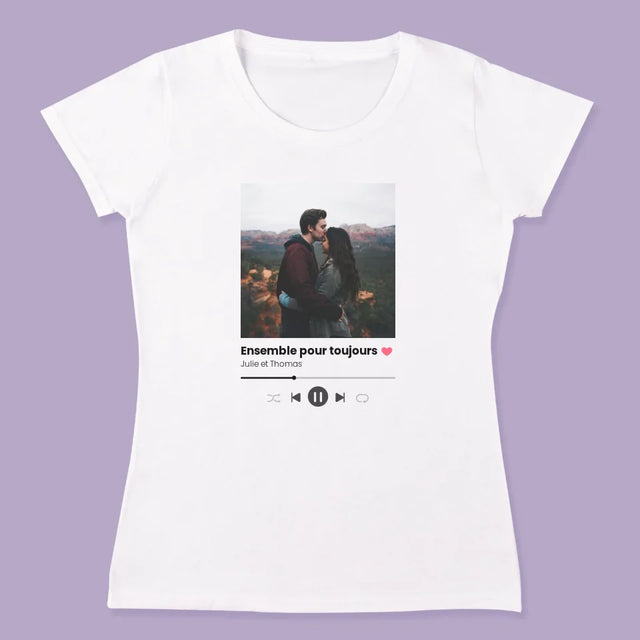 Photo Et Texte: Spotify Avec Ta Photo - T-Shirts Pour Couples