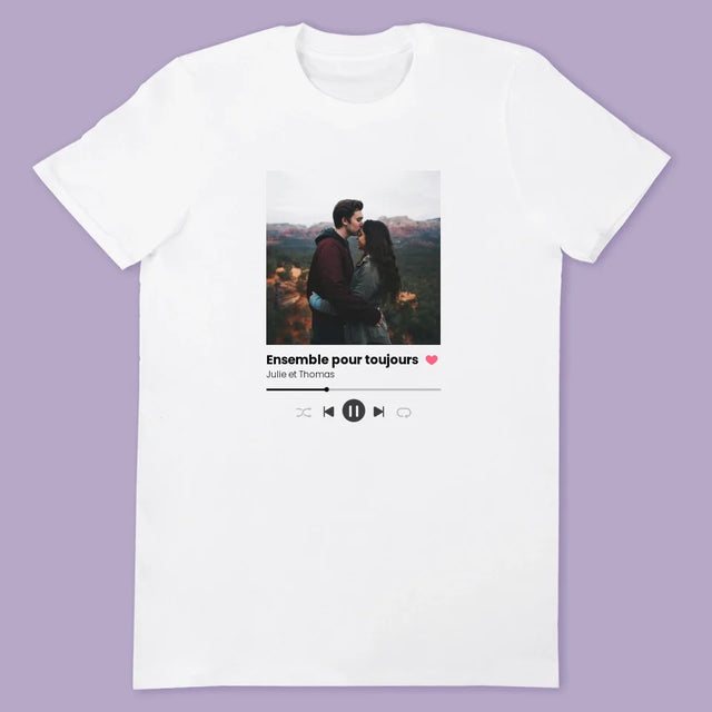 Photo Et Texte: Spotify Avec Ta Photo - T-Shirts Pour Couples