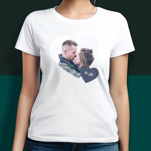 Collage Photo: Initiales Coeur - T-Shirts Pour Couples