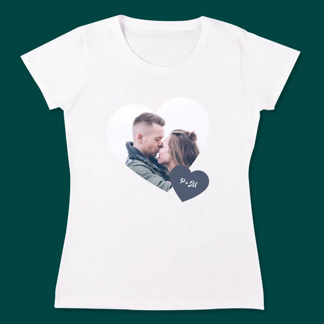 Collage Photo: Initiales Coeur - T-Shirts Pour Couples