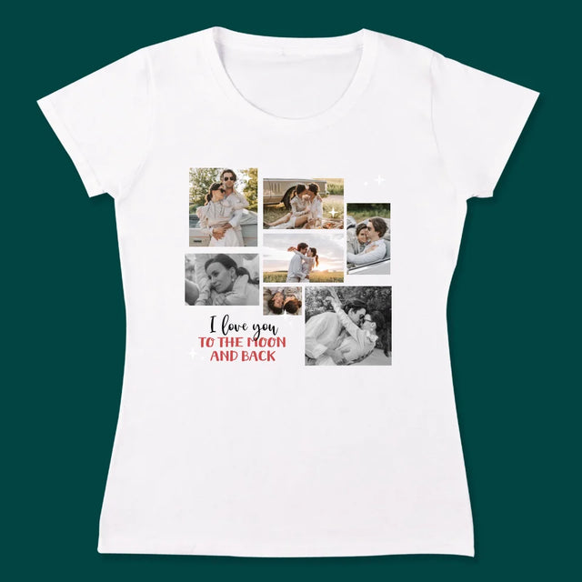 Collage Photo: To The Moon And Back - T-Shirts Pour Couples