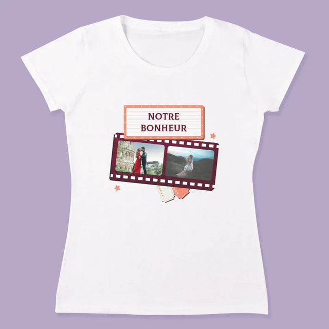 Collage Photo: Notre Histoire Notre Bonheur - T-Shirts Pour Couples