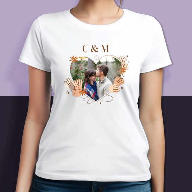 Photo Et Texte: Vos Initiales - T-Shirts Pour Couples