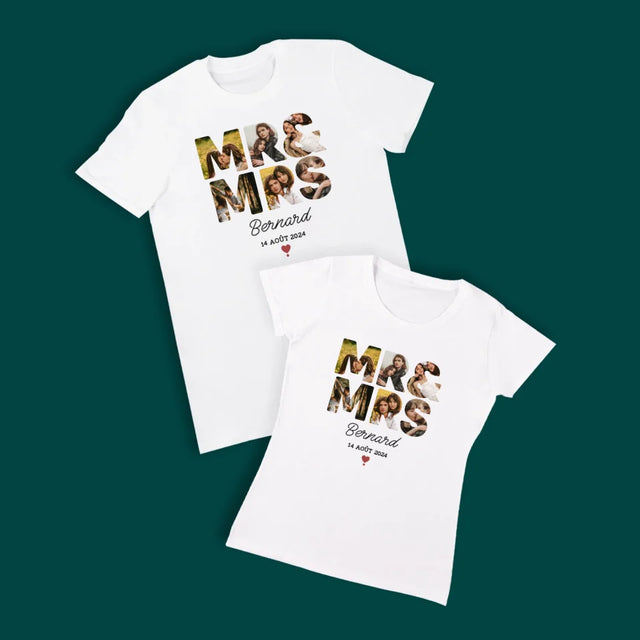 Collage Photo De Lettre: Mr&Mrs - T-Shirts Pour Couples