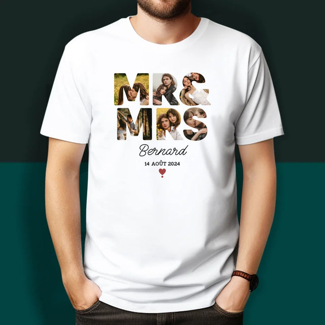 Collage Photo De Lettre: Mr&Mrs - T-Shirts Pour Couples