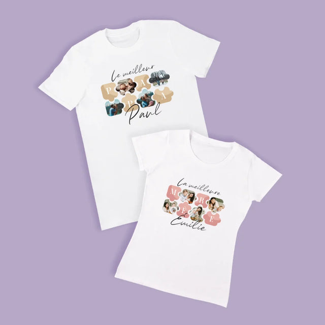 Collage Photo: Casse-Tête Des Parents - T-Shirts Pour Couples