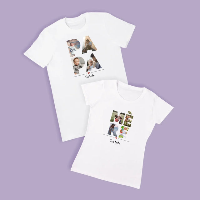 Collage Photo De Lettre: Maman Et Papa - T-Shirts Pour Couples