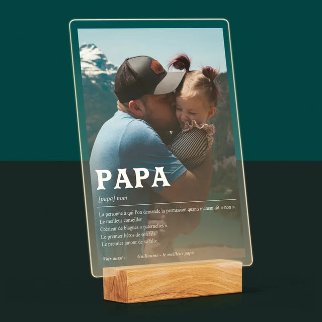 Photo Et Texte: Papa La Définition - Impression Sur Verre Acrylique