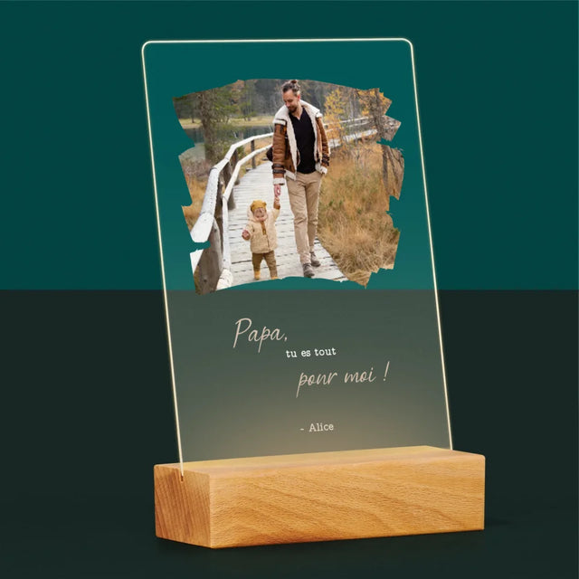 Photo Et Texte: Une Carte Pour Papa - Impression Sur Verre Acrylique