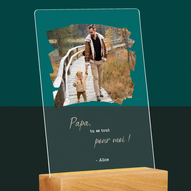 Photo Et Texte: Une Carte Pour Papa - Impression Sur Verre Acrylique