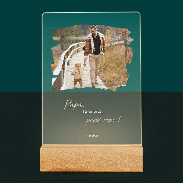 Photo Et Texte: Une Carte Pour Papa - Impression Sur Verre Acrylique