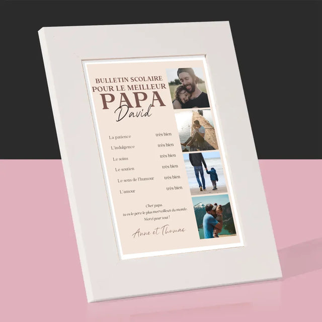 Collage Photo: Bulletin Scolaire Pour Le Meilleur Papa - Cadre Photo