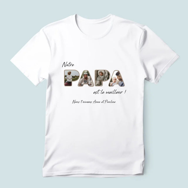 Collage Photo De Lettre: Notre Papa Est Le Meilleur - T-Shirt Pour Hommes