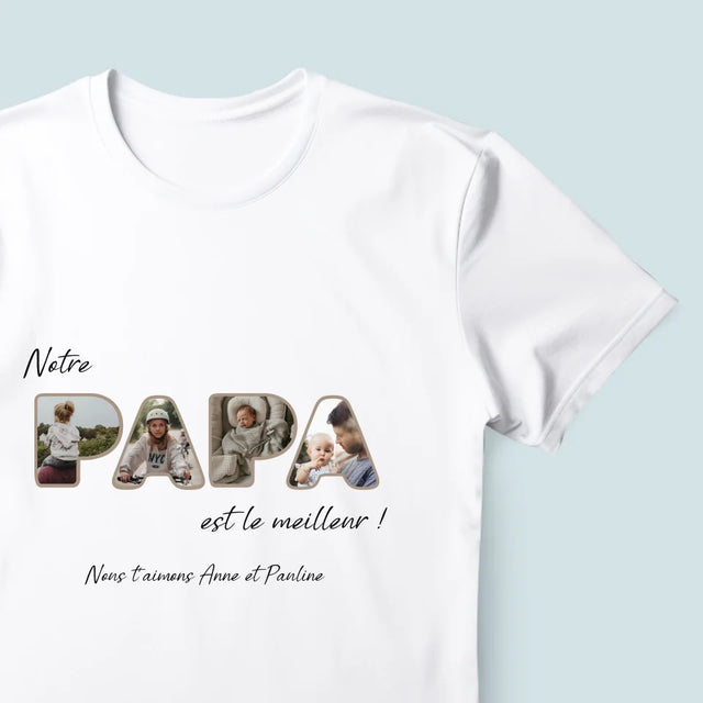 Collage Photo De Lettre: Notre Papa Est Le Meilleur - T-Shirt Pour Hommes