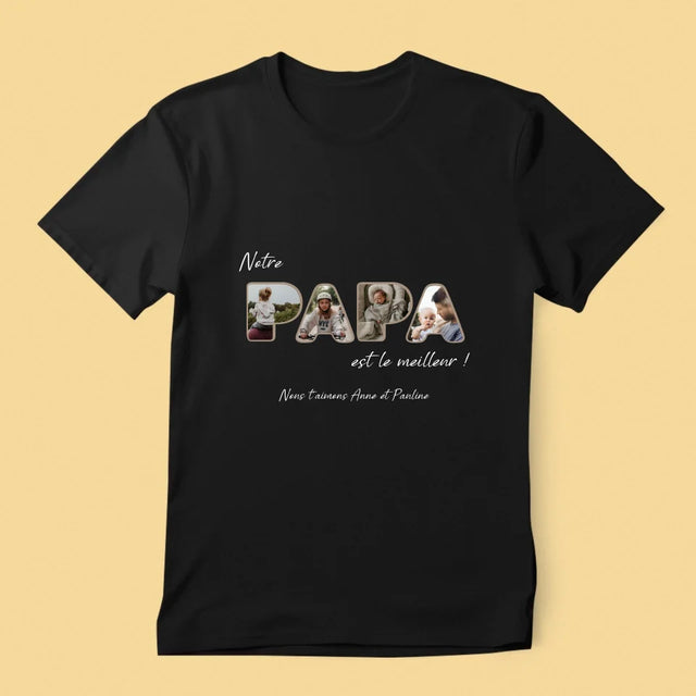 Collage Photo De Lettre: Notre Papa Est Le Meilleur - T-Shirt Pour Hommes