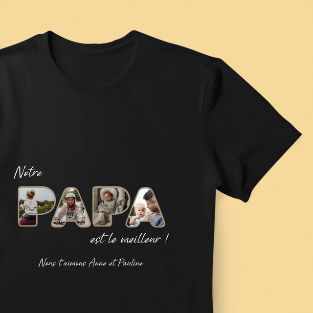 Collage Photo De Lettre: Notre Papa Est Le Meilleur - T-Shirt Pour Hommes