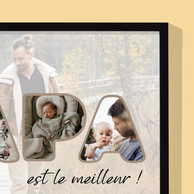 Collage Photo De Lettre: Notre Papa Est Le Meilleur - Impression Encadrée 30X40