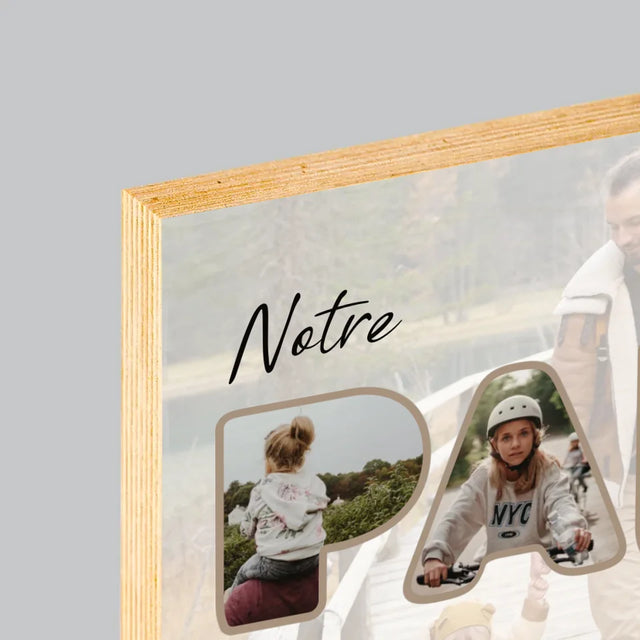 Collage Photo De Lettre: Notre Papa Est Le Meilleur - Impression Sur Bois