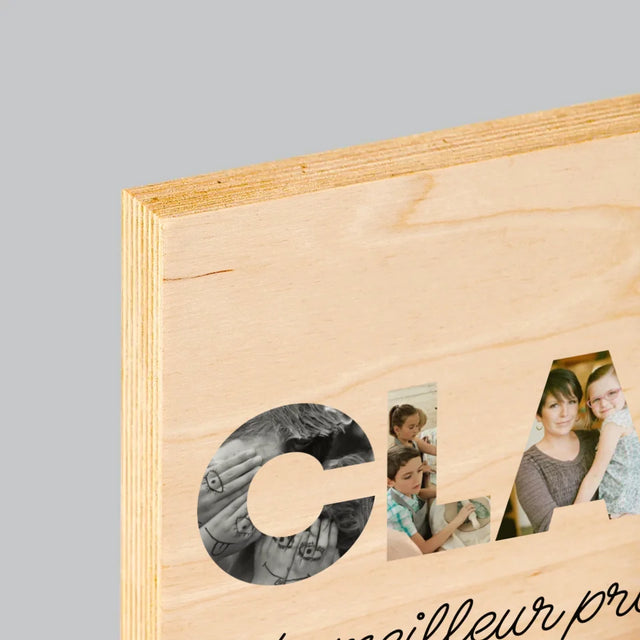 Collage Photo De Lettre: Une Classe - Impression Sur Bois