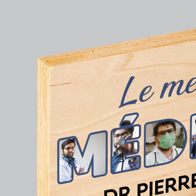 Collage Photo De Lettre: Le Meilleur Médecin - Impression Sur Bois