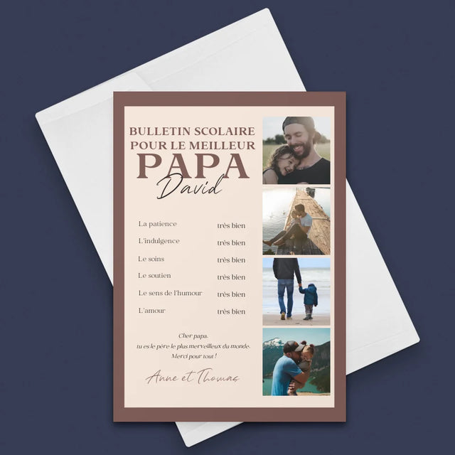 Collage Photo: Le Bulletin Scolaire Pour Le Meilleur Papa - Carte De Vœux