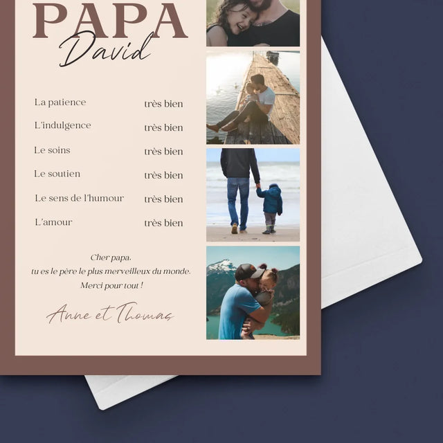 Collage Photo: Le Bulletin Scolaire Pour Le Meilleur Papa - Carte De Vœux