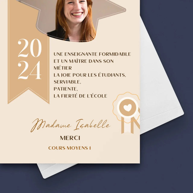 Photo Et Texte: Diplôme Pour Un Enseignant - Carte De Vœux