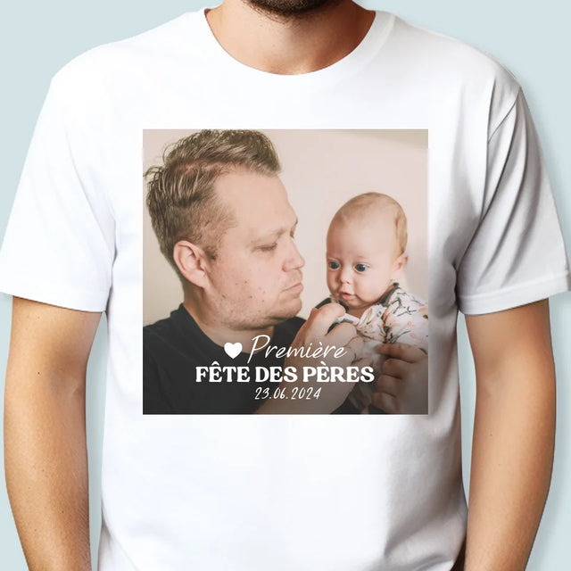 Photo Et Texte: Première Fête Des Pères - T-Shirt Pour Hommes