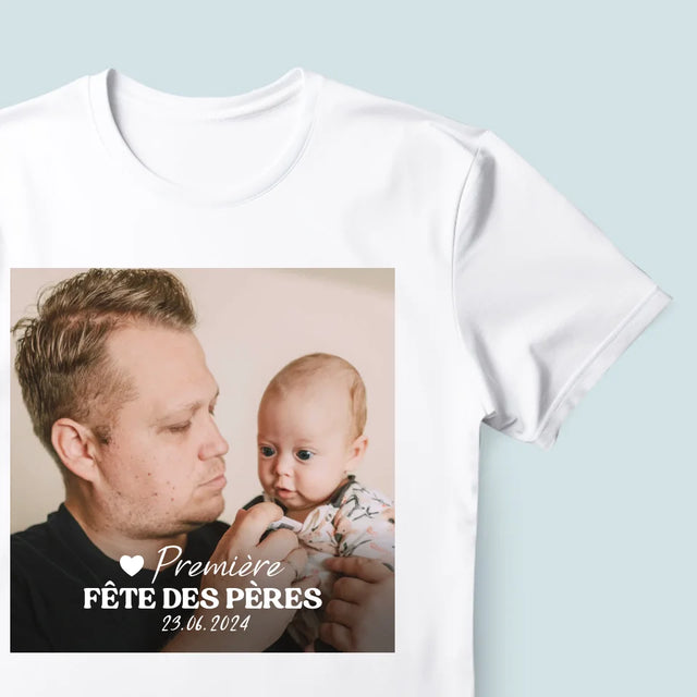 Photo Et Texte: Première Fête Des Pères - T-Shirt Pour Hommes