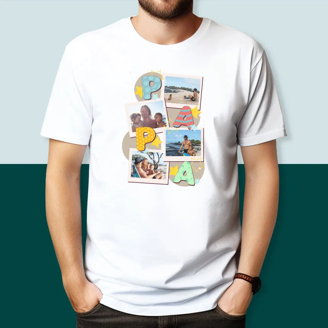 Collage Photo: Le Lettres Papa - T-Shirt Pour Hommes