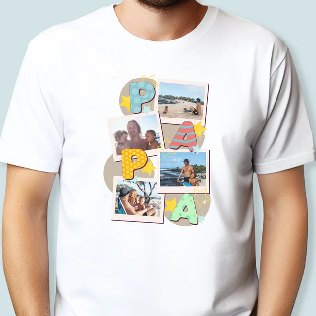 Collage Photo: Le Lettres Papa - T-Shirt Pour Hommes