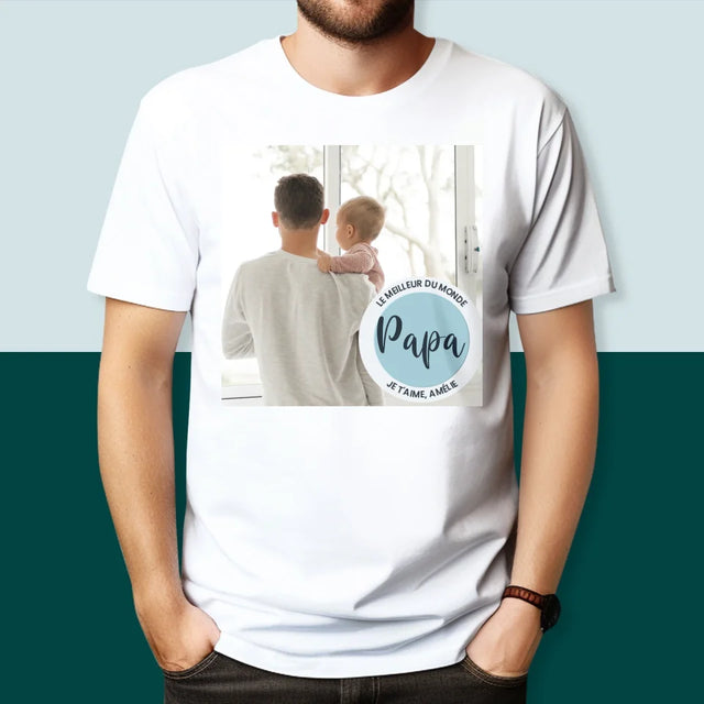 Photo Et Texte: Le Meilleur Du Monde Papa  - T-Shirt Pour Hommes