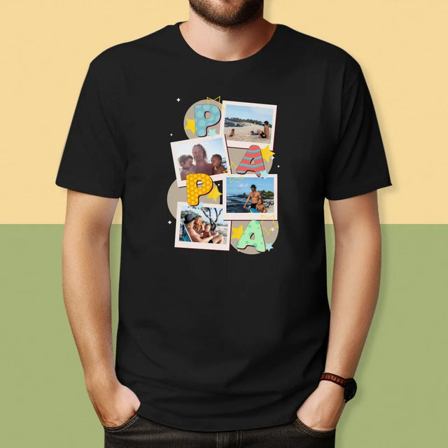 Collage Photo: Le Lettres Papa - T-Shirt Pour Hommes