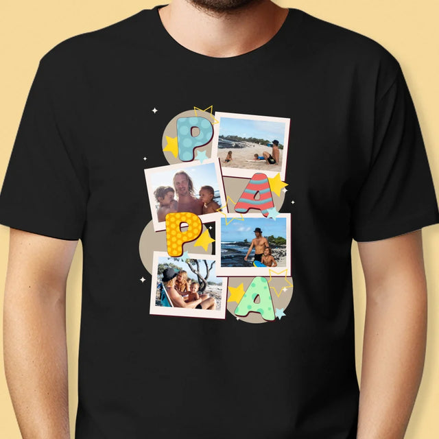 Collage Photo: Le Lettres Papa - T-Shirt Pour Hommes