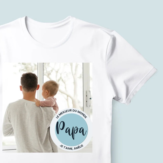 Photo Et Texte: Le Meilleur Du Monde Papa  - T-Shirt Pour Hommes