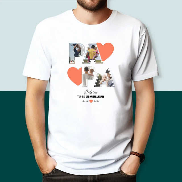 Collage Photo: Papa Est Le Meilleur - T-Shirt Pour Hommes