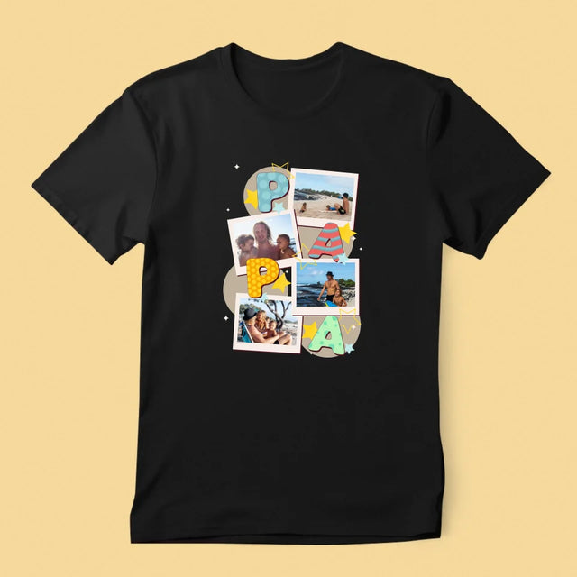 Collage Photo: Le Lettres Papa - T-Shirt Pour Hommes