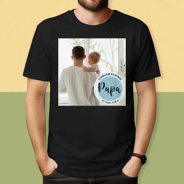 Photo Et Texte: Le Meilleur Du Monde Papa  - T-Shirt Pour Hommes