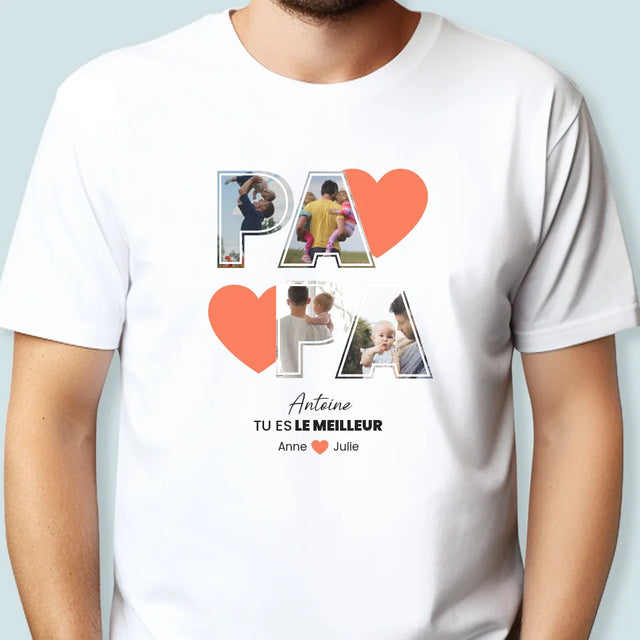 Collage Photo: Papa Est Le Meilleur - T-Shirt Pour Hommes