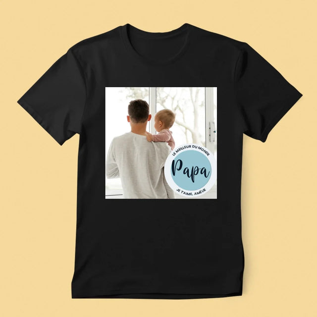 Photo Et Texte: Le Meilleur Du Monde Papa  - T-Shirt Pour Hommes