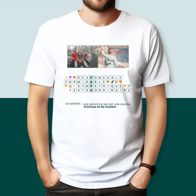 Photo Et Texte: Papa, Mots Croisés - T-Shirt Pour Hommes