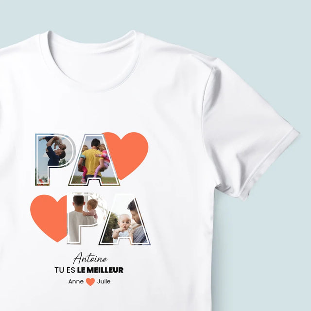 Collage Photo: Papa Est Le Meilleur - T-Shirt Pour Hommes