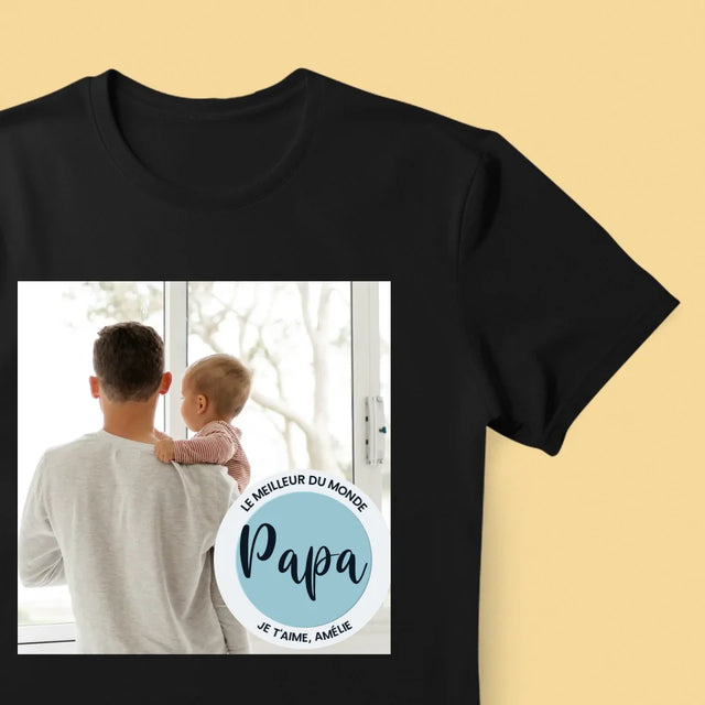 Photo Et Texte: Le Meilleur Du Monde Papa  - T-Shirt Pour Hommes