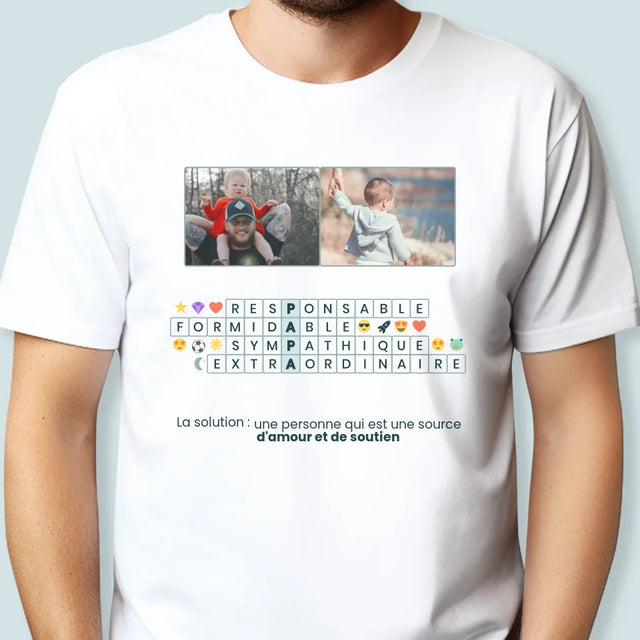 Photo Et Texte: Papa, Mots Croisés - T-Shirt Pour Hommes