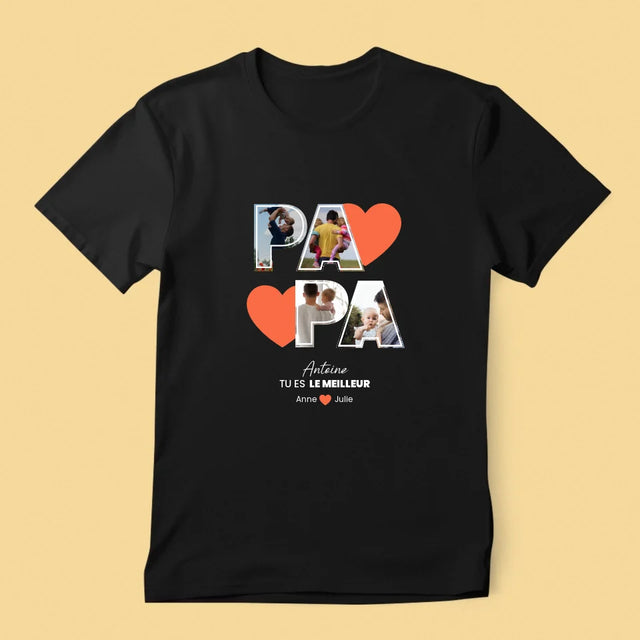 Collage Photo: Papa Est Le Meilleur - T-Shirt Pour Hommes